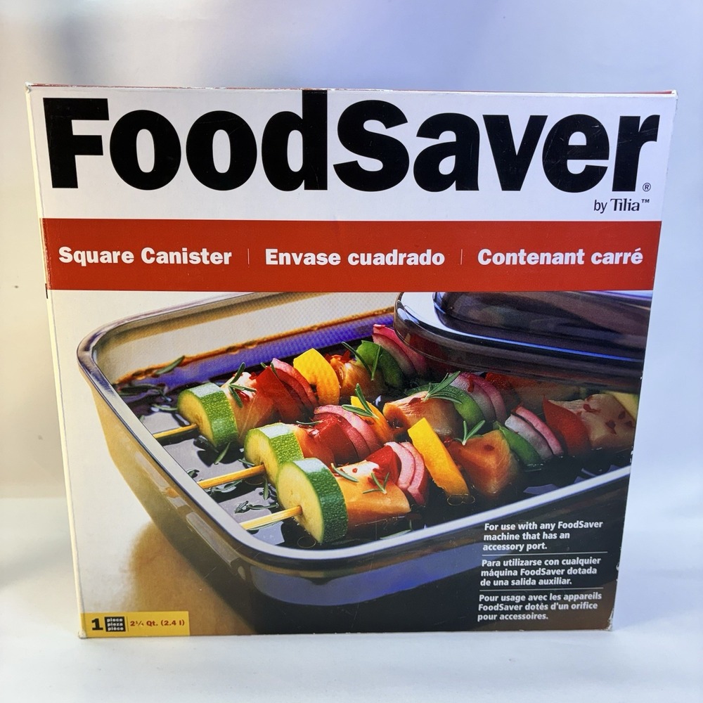 Food Saver Tilia Square Storage Marinator Canister 2.25 Qt (2.4 L) 9" NEW